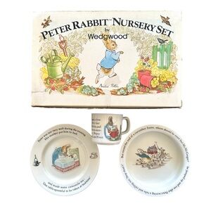 Vintage Wedgwood 3-pc Peter Rabbit Nursery Dish Set Beatrix Potter Design
